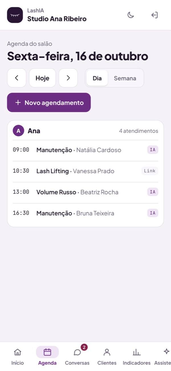 Agenda do dia no celular: quatro atendimentos na sexta-feira
